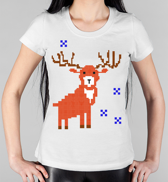 Женская футболка "Свитер с оленями"