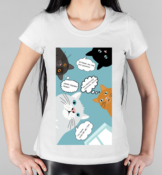 Женская футболка "Коты программиста все уронили"