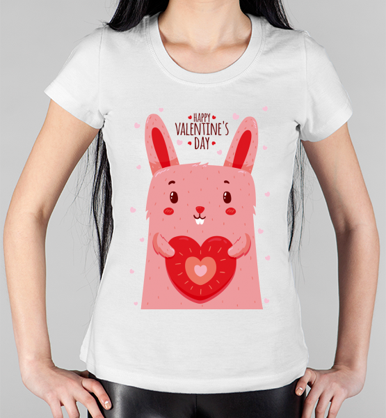 Женская футболка "Happy Valentine's day Заяц"